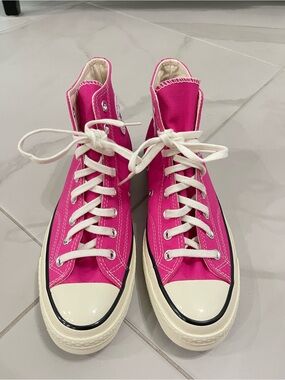 Converse High-Top Canvas Sneakers in Bright Pink